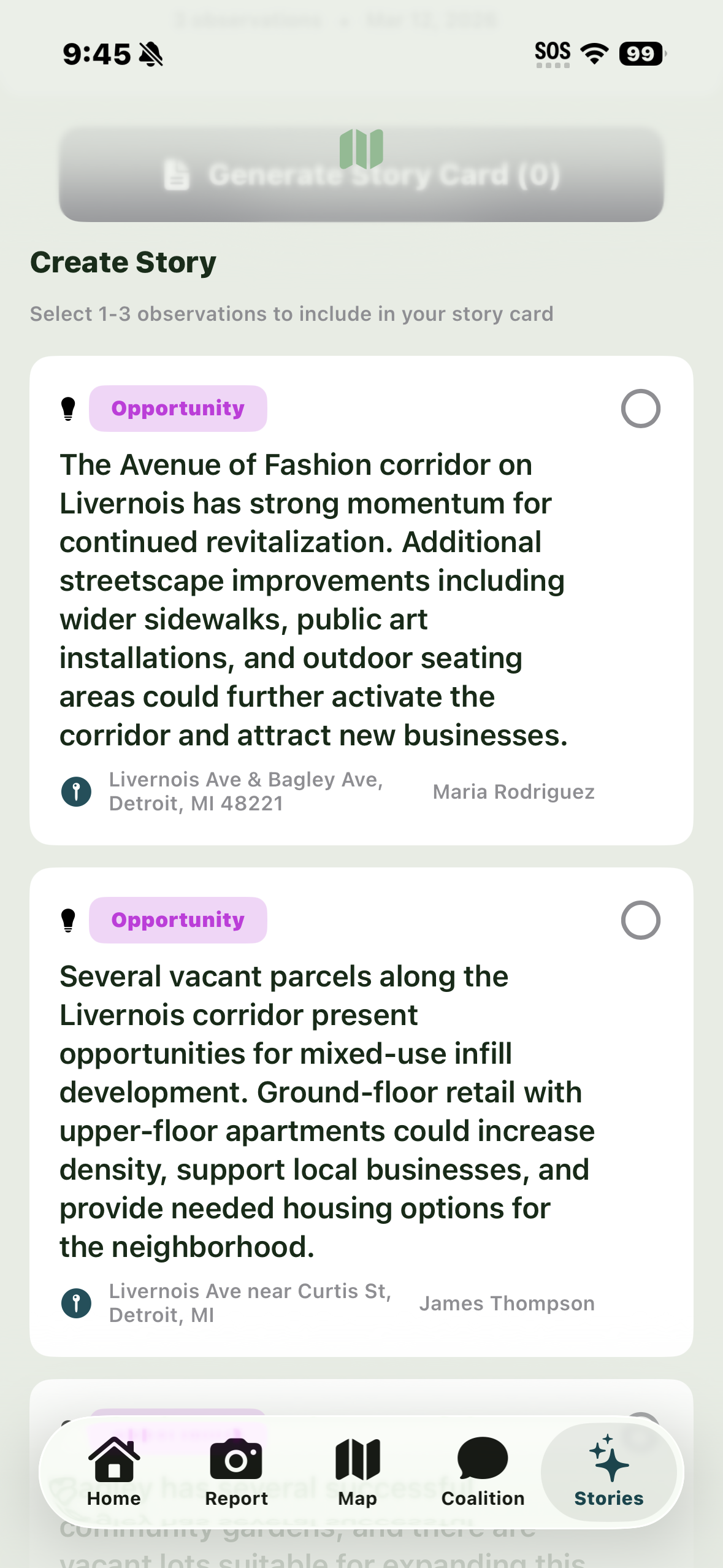 CommonSight Create Story screen