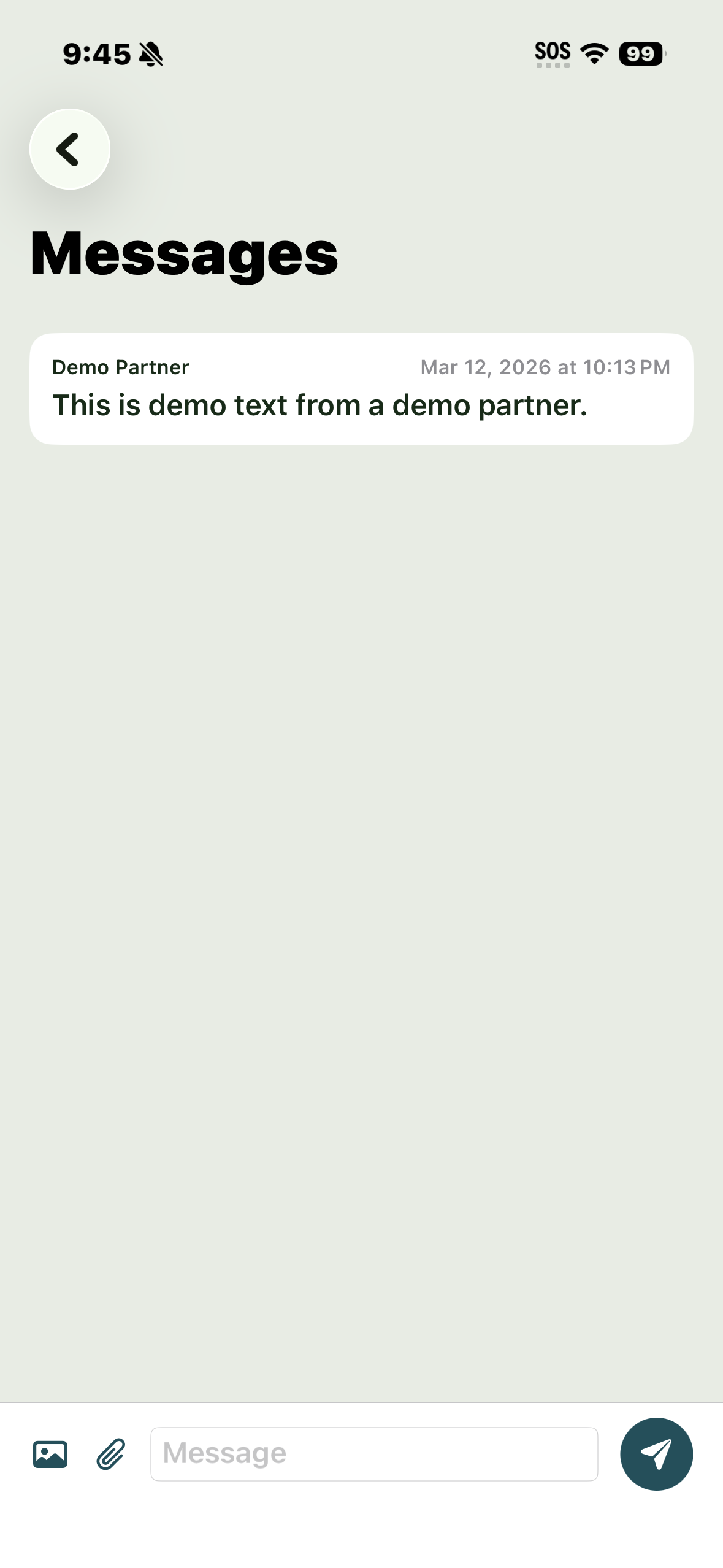 CommonSight Messages screen